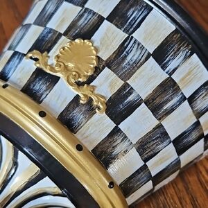 Artisinal Black and White Check Wall Pocket, Handmade